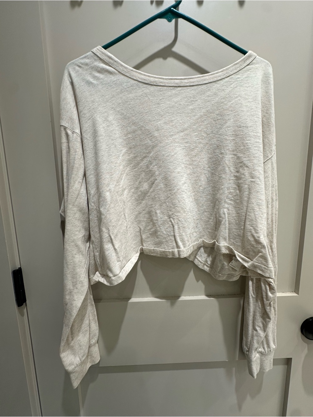 Fabletics Cropped Long-Sleeve Top in Light Oatmeal